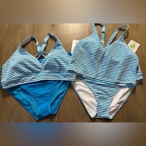 Next by Athena Swimwear 4 pieces NWT Blue and White Striped Bikini Set Size XL